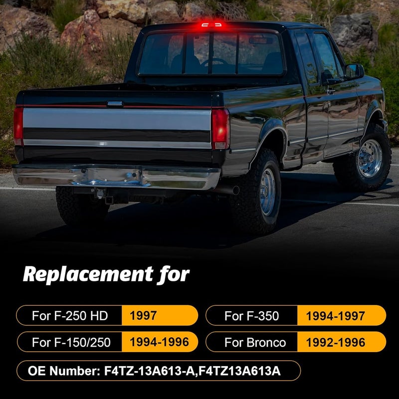 Mynoway LED 3rd Third Brake Light Fits For 1992-1996 Bronco/1994-1996 F150 F250/1994-1997 F350,Center High Mount Stop Lamp,Cab Roof Cargo Light Accessories,Smoked Lens - Image 2